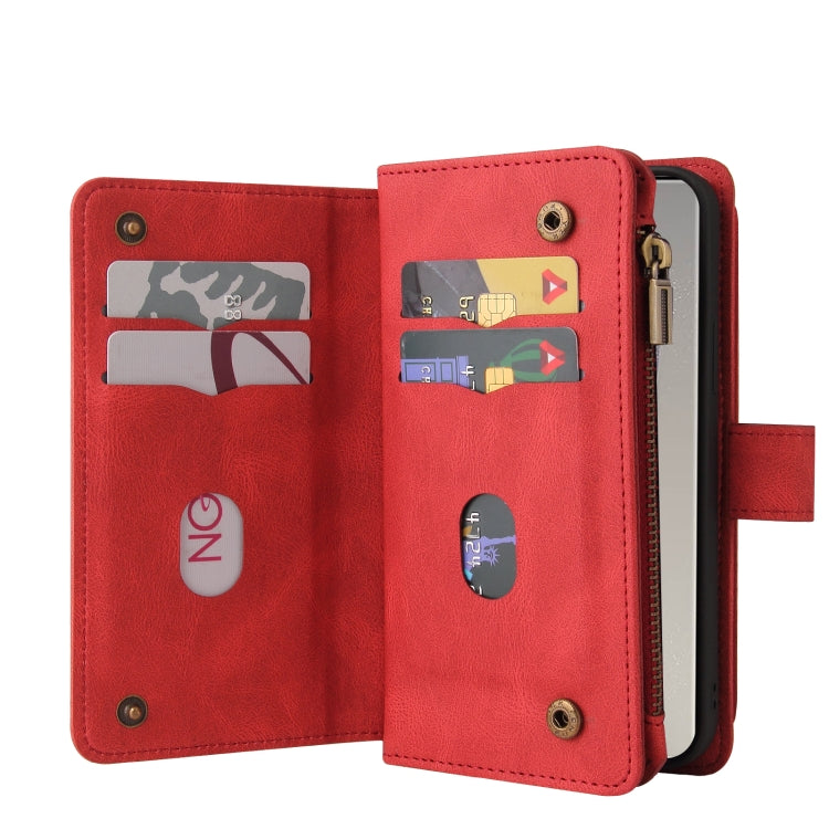 For Samsung Galaxy S25 Ultra 5G Skin Feel Multi Card Slots Zipper Wallet Leather Phone Case(Red) by buy2fix