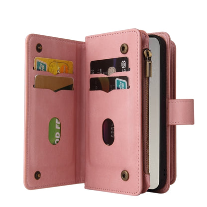 For Samsung Galaxy S25 Ultra 5G Skin Feel Multi Card Slots Zipper Wallet Leather Phone Case(Pink) by buy2fix