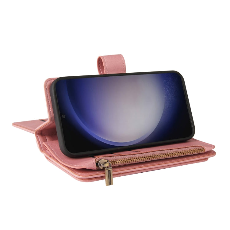 For Samsung Galaxy S25 / S24 5G Skin Feel Multi Card Slots Zipper Wallet Leather Phone Case(Pink) by buy2fix