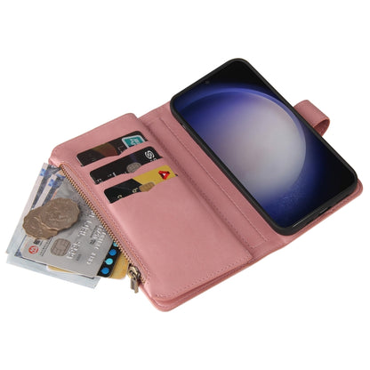 For Samsung Galaxy S25 / S24 5G Skin Feel Multi Card Slots Zipper Wallet Leather Phone Case(Pink) by buy2fix