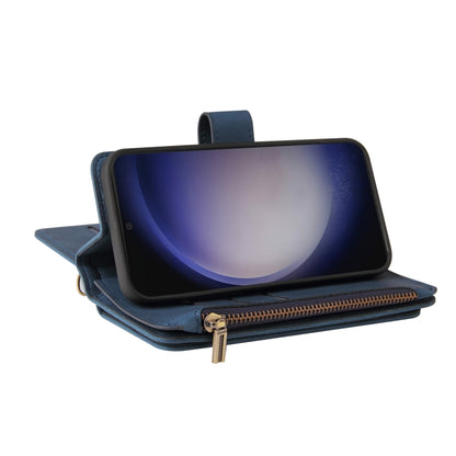 For Samsung Galaxy S25 / S24 5G Skin Feel Multi Card Slots Zipper Wallet Leather Phone Case(Blue) by buy2fix