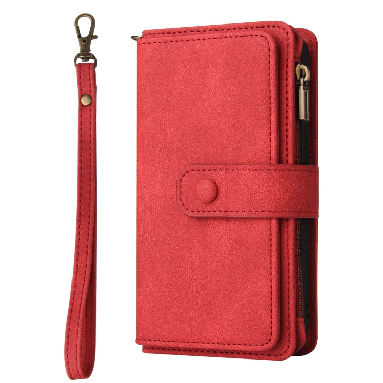 For Samsung Galaxy S25+ / S24+ 5G Skin Feel Multi Card Slots Zipper Wallet Leather Phone Case(Red) by buy2fix