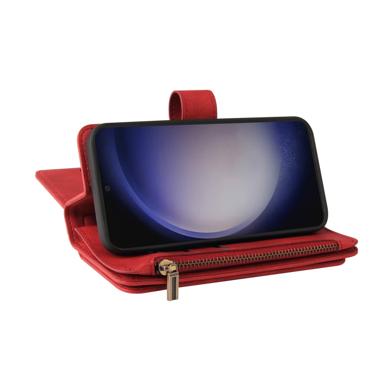 For Samsung Galaxy S25+ / S24+ 5G Skin Feel Multi Card Slots Zipper Wallet Leather Phone Case(Red) by buy2fix