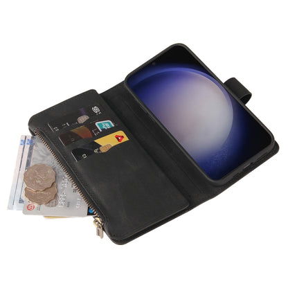 For Samsung Galaxy S25+ / S24+ 5G Skin Feel Multi Card Slots Zipper Wallet Leather Phone Case(Black) by buy2fix