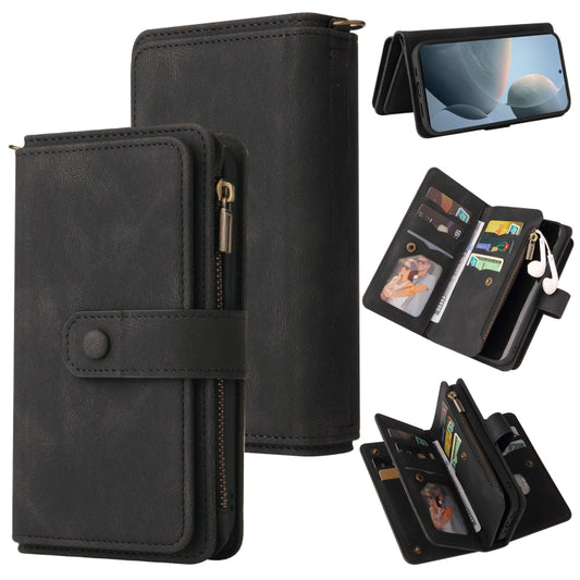 For Redmi K70 Skin Feel Multi Card Slots Zipper Wallet Leather Phone Case(Black) - Xiaomi Cases by buy2fix | Online Shopping UK | buy2fix