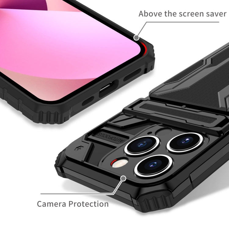 For iPhone 15 Pro Kickstand Armor Card Wallet Phone Case(Black) - iPhone 15 Pro Cases by buy2fix | Online Shopping UK | buy2fix