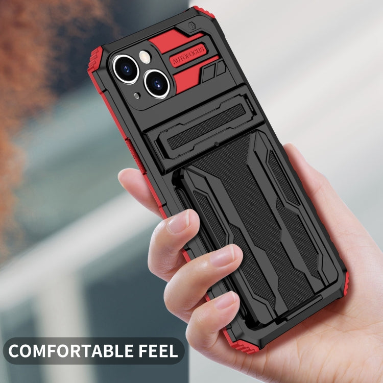 For iPhone 15 Kickstand Armor Card Wallet Phone Case(Red) - iPhone 15 Cases by buy2fix | Online Shopping UK | buy2fix