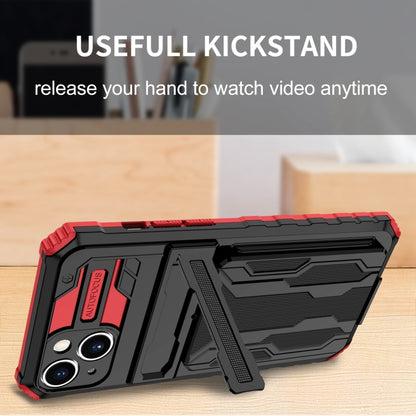 For iPhone 15 Kickstand Armor Card Wallet Phone Case(Red) - iPhone 15 Cases by buy2fix | Online Shopping UK | buy2fix