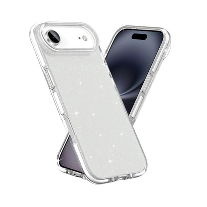 For iPhone Air Dual Color Clear Glitter TPU + TPE Full Coverage Phone Case(Glitter White) - iPhone Air Cases by buy2fix | Online Shopping UK | buy2fix