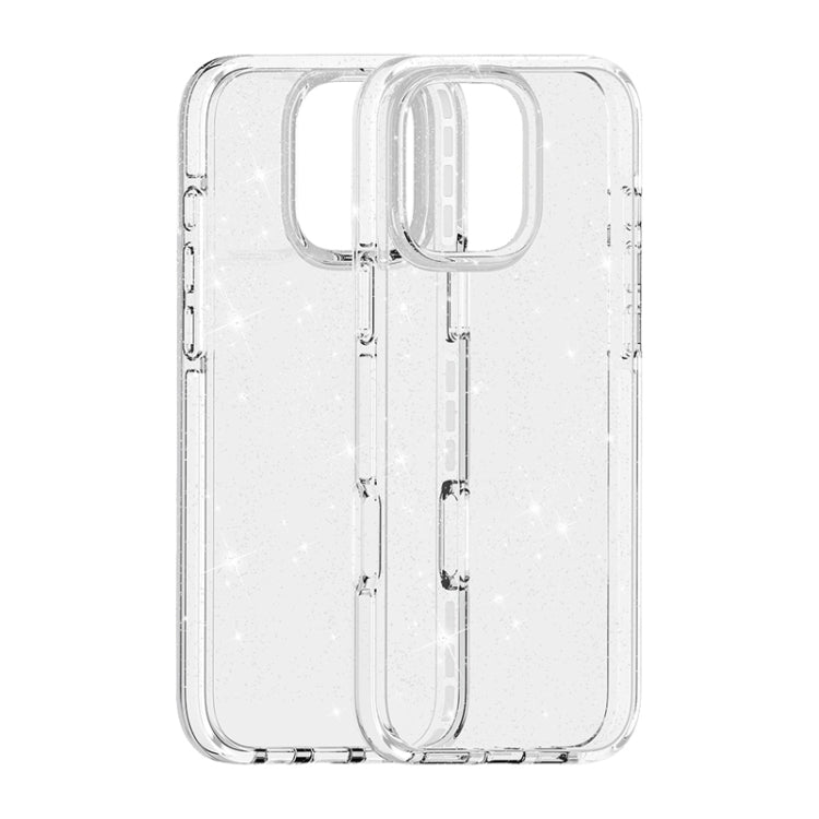 For iPhone 16 Pro Dual Color Clear Glitter TPU + TPE Full Coverage Phone Case(Glitter White) by buy2fix