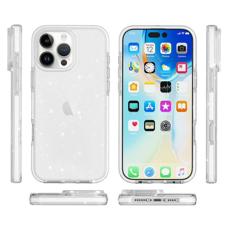 For iPhone Air Dual Color Clear Glitter TPU + TPE Full Coverage Phone Case(Glitter White) - iPhone Air Cases by buy2fix | Online Shopping UK | buy2fix
