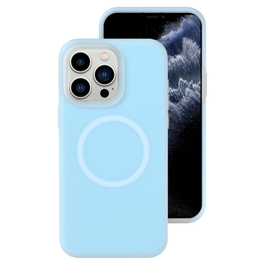 For iPhone 11 Pro Max Jelly Liquid Silicone MagSafe Magnetic Phone Case(Blue) by buy2fix