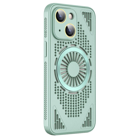 For iPhone 14 Hollow Cooling MagSafe Shockproof Phone Case(Cyan) by buy2fix