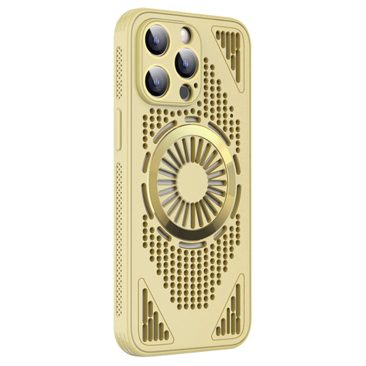 For iPhone 13 Pro Max Hollow Cooling MagSafe Shockproof Phone Case(Yellow) by buy2fix