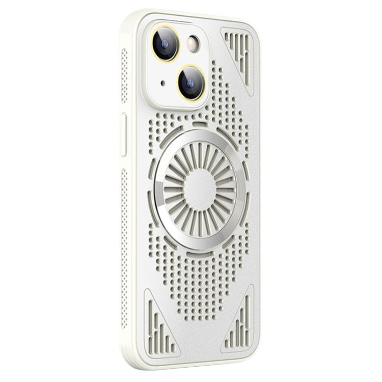 For iPhone 13 Hollow Cooling MagSafe Shockproof Phone Case(White) by buy2fix