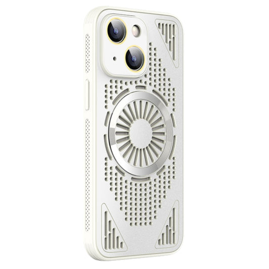 For iPhone 13 Hollow Cooling MagSafe Shockproof Phone Case(White) by buy2fix