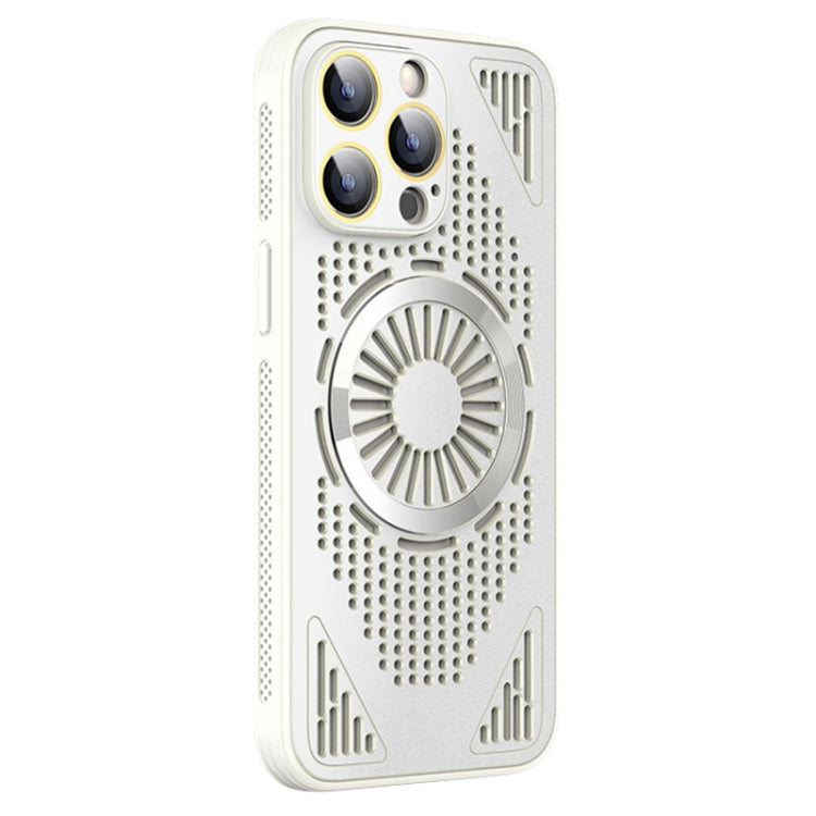For iPhone 12 Pro Max Hollow Cooling MagSafe Shockproof Phone Case(White) by buy2fix