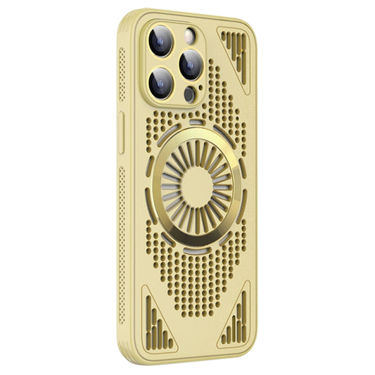 For iPhone 12 Pro Hollow Cooling MagSafe Shockproof Phone Case(Yellow) by buy2fix