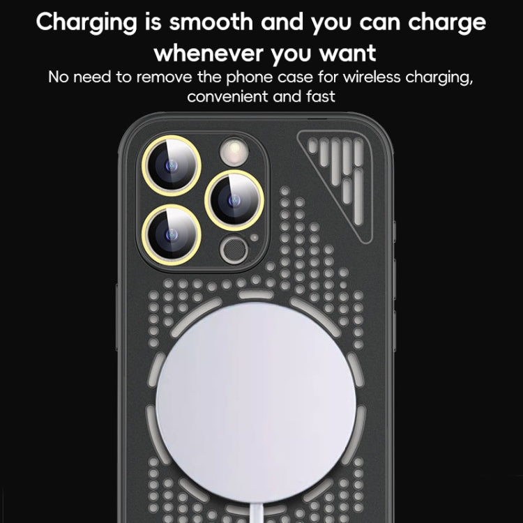 For iPhone 12 Pro Hollow Cooling MagSafe Shockproof Phone Case(Yellow) by buy2fix
