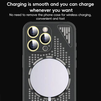 For iPhone 12 Pro Hollow Cooling MagSafe Shockproof Phone Case(Yellow) by buy2fix