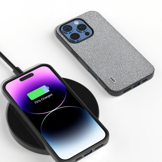 For iPhone 16 Pro Diamond Black Frame Phone Case(Jewel Silver) by buy2fix