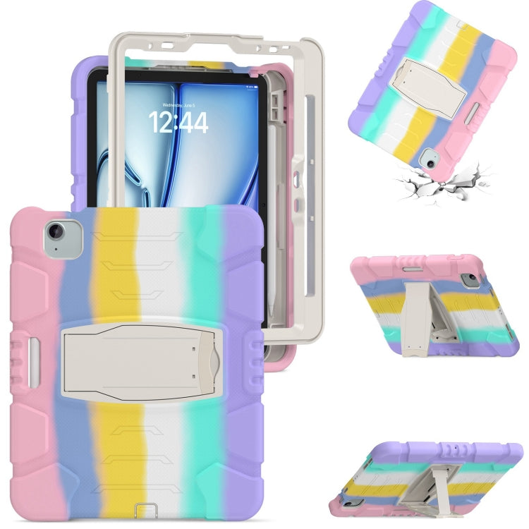 For iPad Air 11 2025 / 2024 3-Layer Silicone Hybrid PC Tablet Case(Colorful Pink) - iPad Air 11 2025 / 2024 Cases by buy2fix | Online Shopping UK | buy2fix