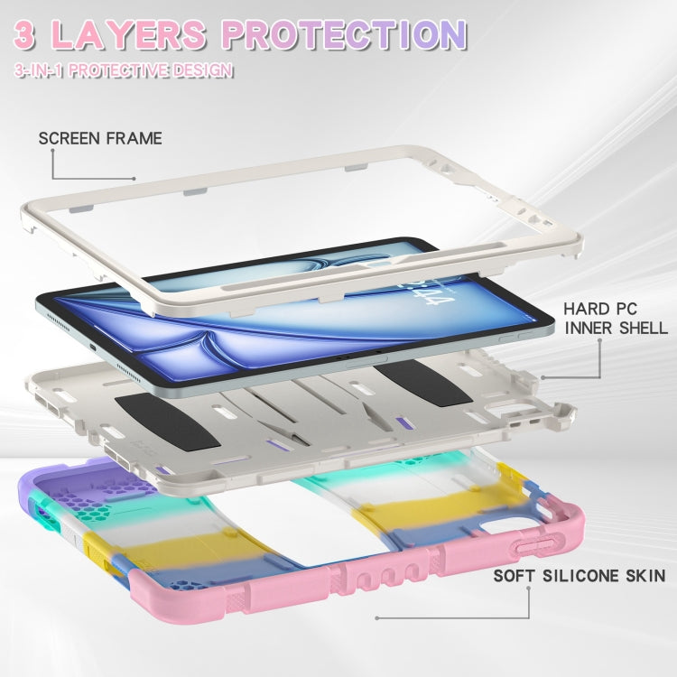 For iPad Air 11 2025 / 2024 3-Layer Silicone Hybrid PC Tablet Case(Colorful Pink) - iPad Air 11 2025 / 2024 Cases by buy2fix | Online Shopping UK | buy2fix