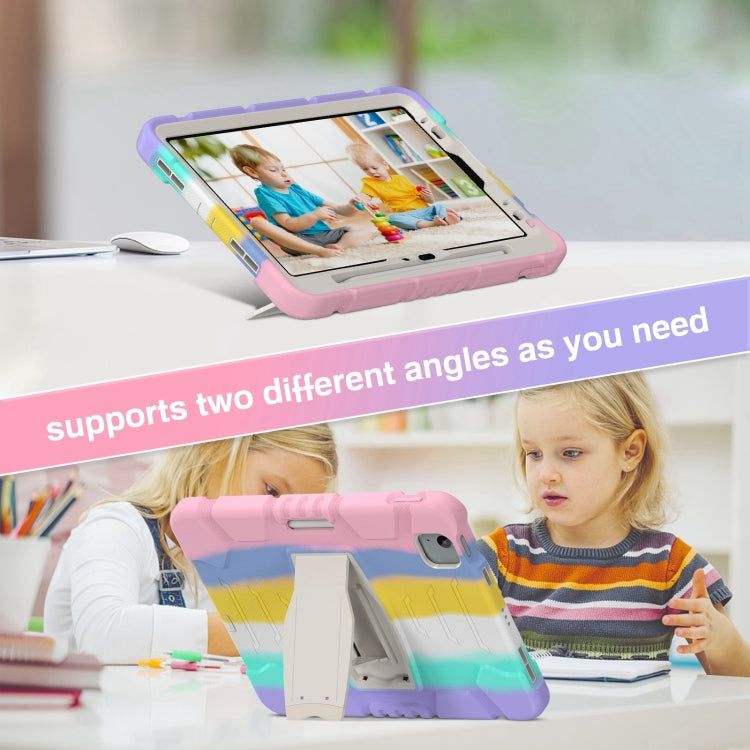 For iPad Air 11 2025 / 2024 3-Layer Silicone Hybrid PC Tablet Case(Colorful Pink) - iPad Air 11 2025 / 2024 Cases by buy2fix | Online Shopping UK | buy2fix