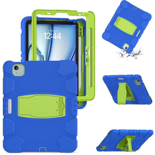 For iPad Air 11 2025 / 2024 3-Layer Silicone Hybrid PC Tablet Case(Blue Lime) - iPad Air 11 2025 / 2024 Cases by buy2fix | Online Shopping UK | buy2fix
