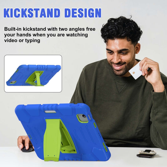 For iPad Air 11 2025 / 2024 3-Layer Silicone Hybrid PC Tablet Case(Blue Lime) - iPad Air 11 2025 / 2024 Cases by buy2fix | Online Shopping UK | buy2fix