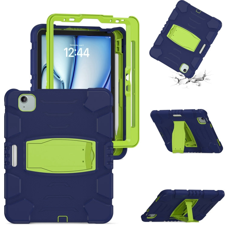 For iPad Air 11 2025 / 2024 3-Layer Silicone Hybrid PC Tablet Case(Navy Blue Lime) - iPad Air 11 2025 / 2024 Cases by buy2fix | Online Shopping UK | buy2fix