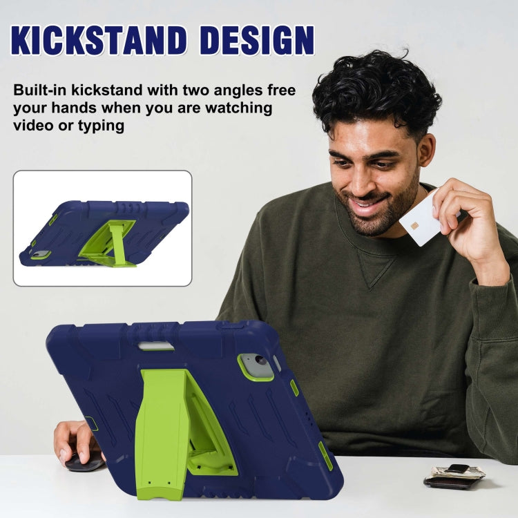 For iPad Air 11 2025 / 2024 3-Layer Silicone Hybrid PC Tablet Case(Navy Blue Lime) - iPad Air 11 2025 / 2024 Cases by buy2fix | Online Shopping UK | buy2fix