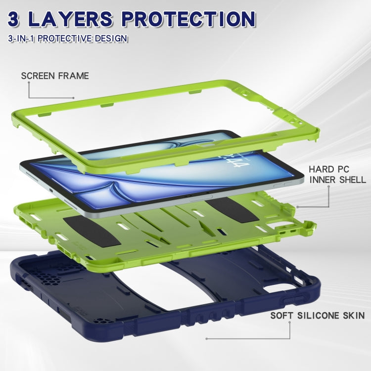 For iPad Air 11 2025 / 2024 3-Layer Silicone Hybrid PC Tablet Case(Navy Blue Lime) - iPad Air 11 2025 / 2024 Cases by buy2fix | Online Shopping UK | buy2fix