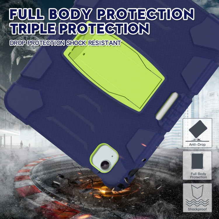 For iPad Air 11 2025 / 2024 3-Layer Silicone Hybrid PC Tablet Case(Navy Blue Lime) - iPad Air 11 2025 / 2024 Cases by buy2fix | Online Shopping UK | buy2fix