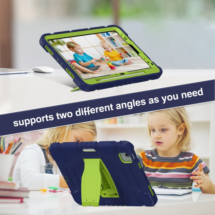For iPad Air 11 2025 / 2024 3-Layer Silicone Hybrid PC Tablet Case(Navy Blue Lime) - iPad Air 11 2025 / 2024 Cases by buy2fix | Online Shopping UK | buy2fix