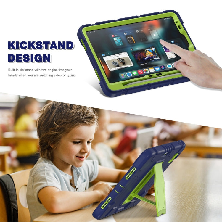 For iPad Air 11 2025 / 2024 3-Layer Silicone Hybrid PC Tablet Case(Navy Blue Lime) - iPad Air 11 2025 / 2024 Cases by buy2fix | Online Shopping UK | buy2fix