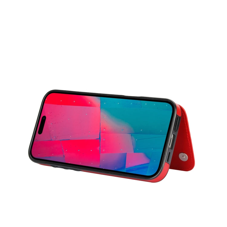 For iPhone 16 Pro Max Double Buckle Butterfly Embossing PU Phone Case(Red) by buy2fix