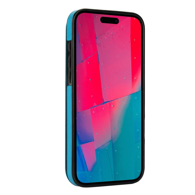 For iPhone 16 Pro Max Double Buckle Butterfly Embossing PU Phone Case(Blue) by buy2fix