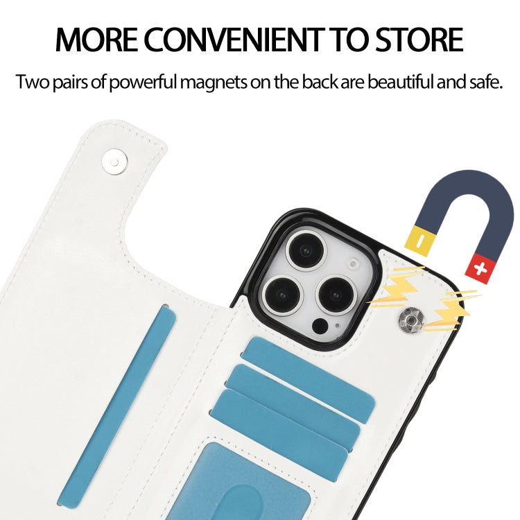 For iPhone 16 Pro Max Double Buckle Crazy Horse Texture PU Phone Case(Pink) by buy2fix