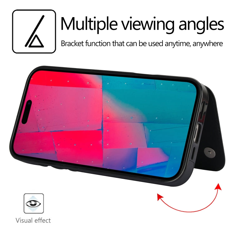 For iPhone 16 Pro Max Double Buckle Crazy Horse Texture PU Phone Case(Black) by buy2fix