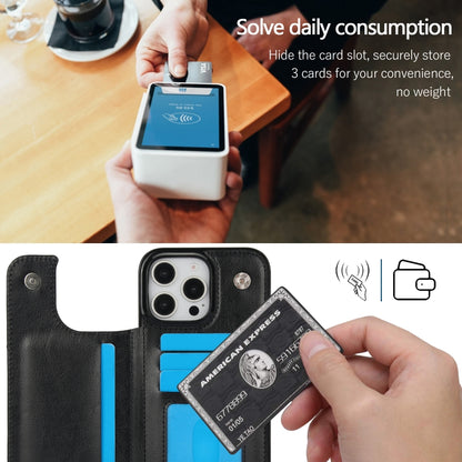 For iPhone 16 Pro Max Double Buckle Crazy Horse Texture PU Phone Case(Black) by buy2fix