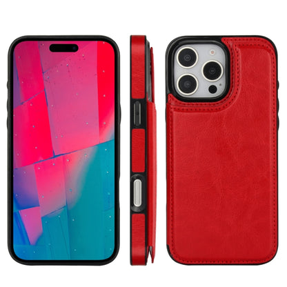 For iPhone 16 Pro Max Double Buckle Crazy Horse Texture PU Phone Case(Red) by buy2fix