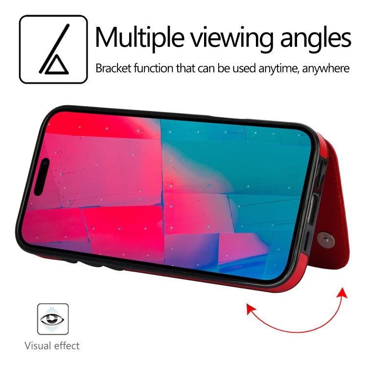 For iPhone 16 Pro Max Double Buckle Crazy Horse Texture PU Phone Case(Red) by buy2fix