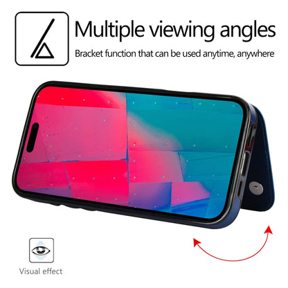 For iPhone 16 Pro Max Double Buckle Crazy Horse Texture PU Phone Case(Blue) by buy2fix