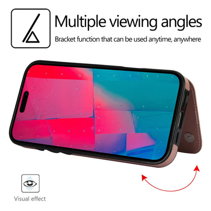 For iPhone 16 Pro Max Double Buckle Crazy Horse Texture PU Phone Case(Rose Gold) by buy2fix