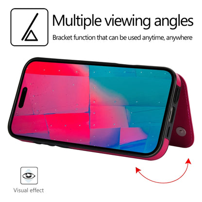 For iPhone 16 Pro Max Double Buckle Crazy Horse Texture PU Phone Case(Rose Red) by buy2fix