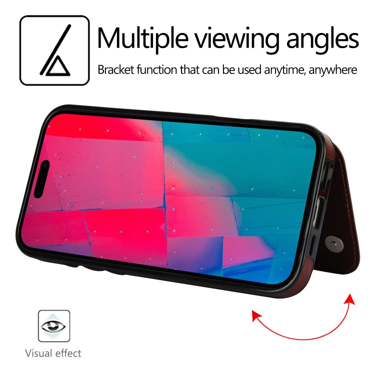 For iPhone 16 Pro Max Double Buckle Crazy Horse Texture PU Phone Case(Brown) by buy2fix