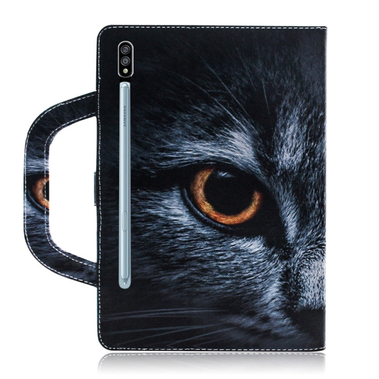 For Samsung Galaxy Tab S7 T870 (2020) 3D Colored Drawing Horizontal Flip Leather Case with Holder & Card Slot & Wallet & Handle(Half Face Cat) - Other Galaxy Tab PC by buy2fix | Online Shopping UK | buy2fix