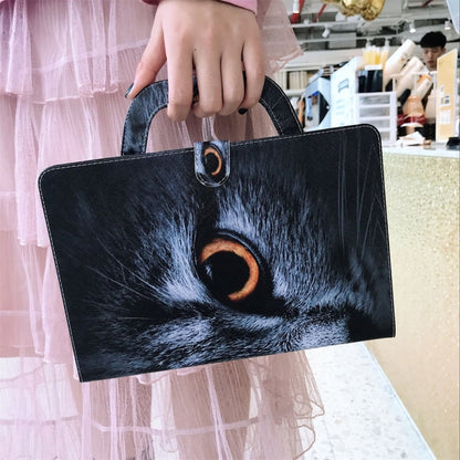 For Samsung Galaxy Tab S7 T870 (2020) 3D Colored Drawing Horizontal Flip Leather Case with Holder & Card Slot & Wallet & Handle(Half Face Cat) - Other Galaxy Tab PC by buy2fix | Online Shopping UK | buy2fix