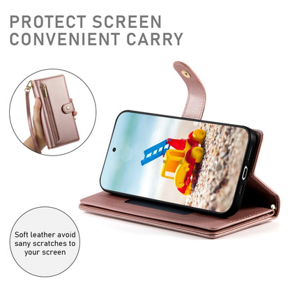 For Google Pixel 9 Pro XL Nine Card-slot Zipper Wallet Bag Leather Phone Case(Pink) by buy2fix